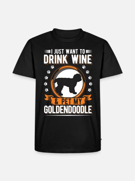 Goldendoodle et le vin - T-shirt Premium bio Homme - noir