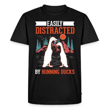 Facilement distrait par Running Ducks Runner Duck - T-shirt Premium bio Homme - noir - Devant - Nico (187cm)