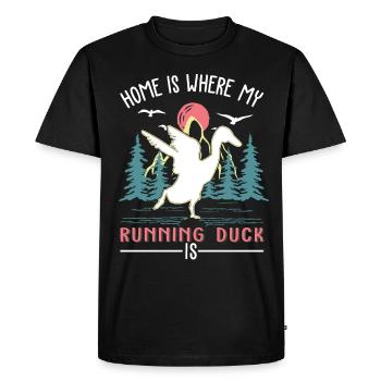 La maison, c’est là que se trouvent mes canards coureurs - T-shirt Premium bio Homme - noir - Devant - Nico (187cm)