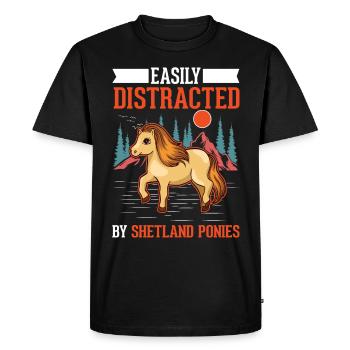 Facilement distrait par les poneys Shetland Shetty - T-shirt Premium bio Homme - noir - Devant - Nico (187cm)