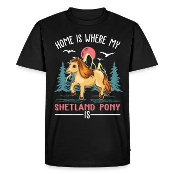 La maison est là où se trouve mon poney Shetland - T-shirt Premium bio Homme - noir - Devant - Nico (187cm)
