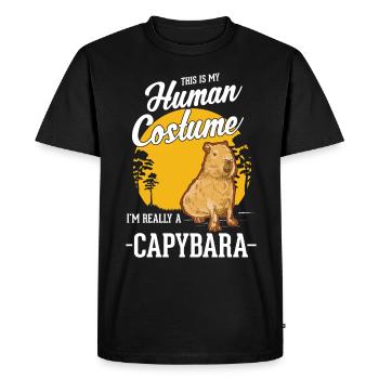 Déguisement Humain Capybara Wasserschwein Capibara - T-shirt Premium bio Homme - noir - Devant - Nico (187cm)