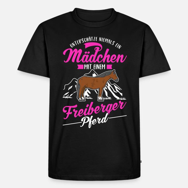 Freiberger Pferd Mädchen - Männer Premium Bio T-Shirt - Schwarz