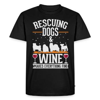 Sauvetage de chiens et chien de rue de vin - T-shirt Premium bio Homme - noir - Devant - Nico (187cm)