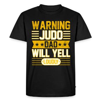 Attention : Judo, papa va crier fort - T-shirt Premium bio Homme - noir - Devant - Nico (187cm)