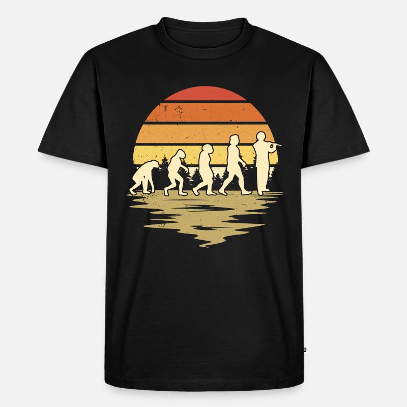 Querflöte Evolution Flöte Flötist - Männer Premium Bio T-Shirt - Schwarz