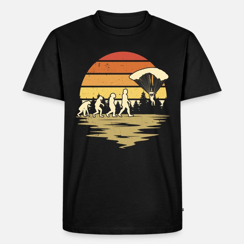 Fallschirmspringer EvolutionFallmschirm Skydive - Männer Premium Bio T-Shirt - Schwarz