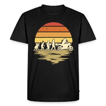 Motorradfahrer Evolution Motorrad Biker - Männer Premium Bio T-Shirt - Schwarz - Vorne - Nico (187cm)