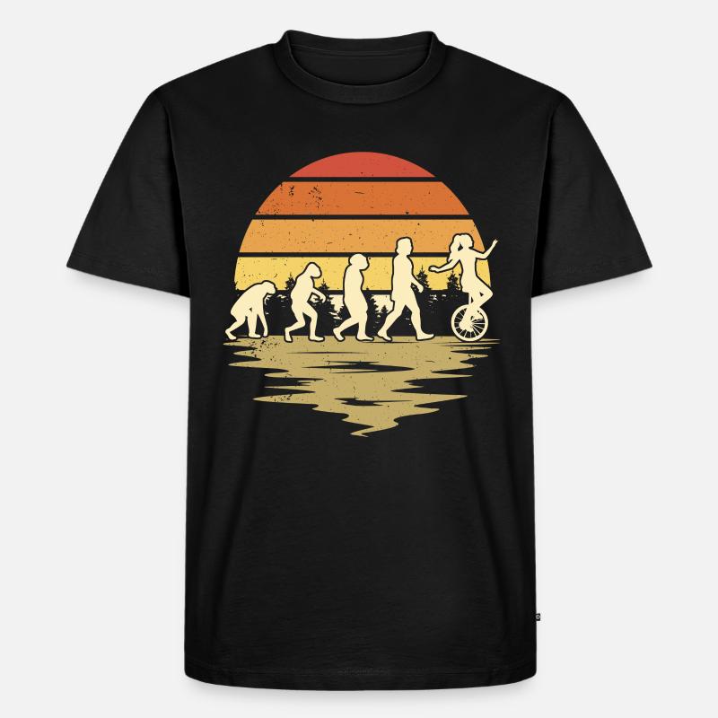 Einrad Evolution Einradfahrer - Männer Premium Bio T-Shirt - Schwarz