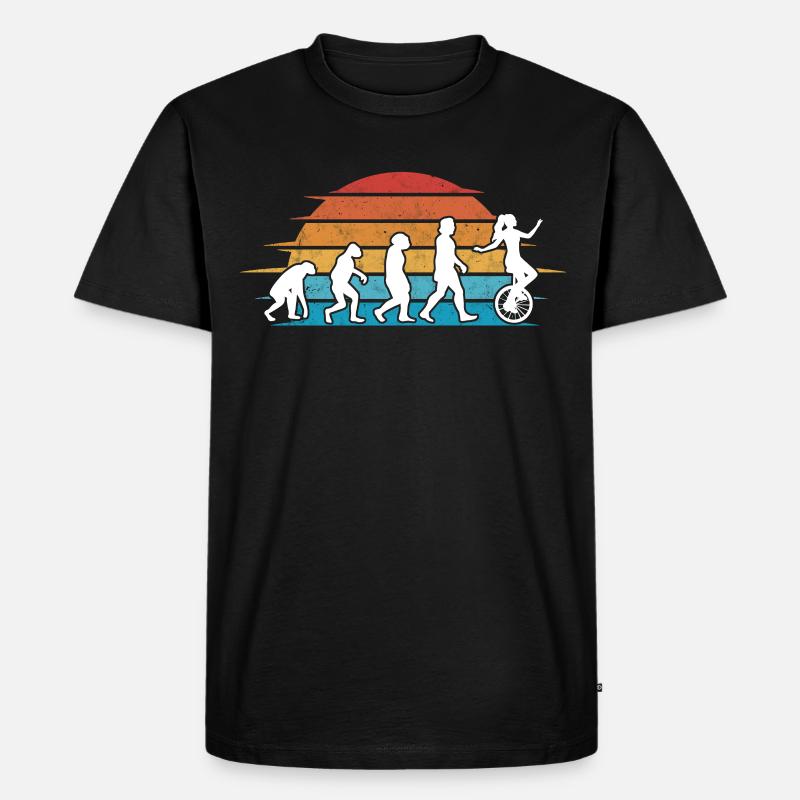 Einrad Evolution Einradfahrer - Männer Premium Bio T-Shirt - Schwarz
