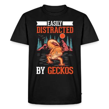Easily distracted by Geckos Leopardgecko - Men's Premium Organic T-Shirt - black - Front - Nico (187cm)