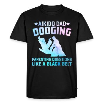 Papa d’aïkido Esquiver les questions parentales comme un - T-shirt Premium bio Homme - noir - Devant - Nico (187cm)