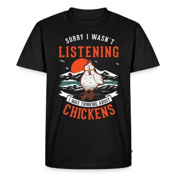 Chickens, Farmer, Chicken, Farmer, Chicken - Men's Premium Organic T-Shirt - black - Front - Nico (187cm)