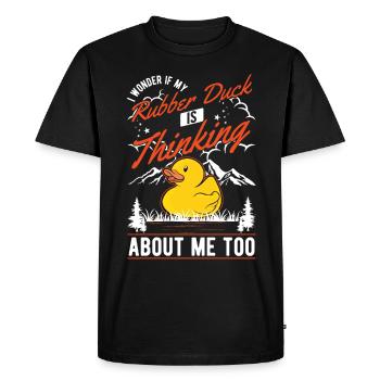 Canard en caoutchouc cadeau canard en caoutchouc canard en caoutchouc - T-shirt Premium bio Homme - noir - Devant - Nico (187cm)