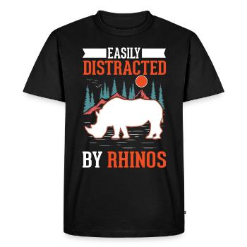 Easily distracted by Rhinos Nashorn - Men's Premium Organic T-Shirt - black - Front - Nico (187cm)