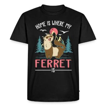 La maison, c’est là où est mon furet - T-shirt Premium bio Homme - noir - Devant - Nico (187cm)
