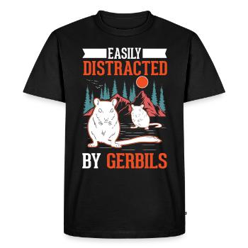Facilement distrait par la gerbille de la Gerbille Rennratte - T-shirt Premium bio Homme - noir - Devant - Nico (187cm)