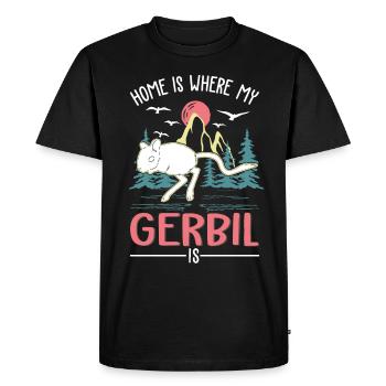 La maison, c’est là où ma gerbille est la gerbille - T-shirt Premium bio Homme - noir - Devant - Nico (187cm)