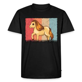Poney Shetland Rétro - T-shirt Premium bio Homme - noir - Devant - Nico (187cm)