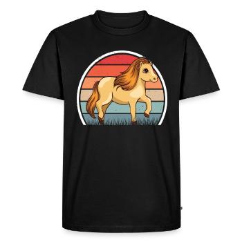 Poney Shetland Rétro - T-shirt Premium bio Homme - noir - Devant - Nico (187cm)