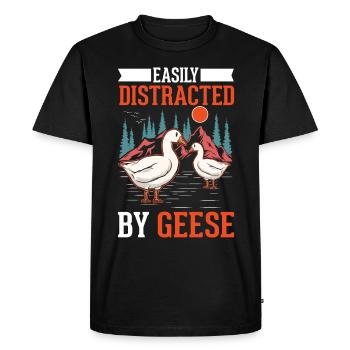 Facilement distrait par les oies Oies Éleveur d’oies Oies - T-shirt Premium bio Homme - noir - Devant - Nico (187cm)