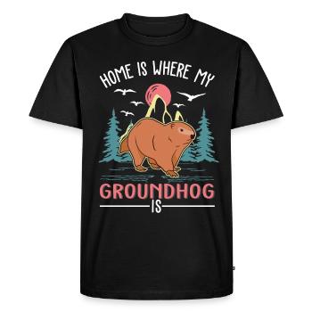 Groundhog Home Groundhog Day Marmot - Men's Premium Organic T-Shirt - black - Front - Nico (187cm)