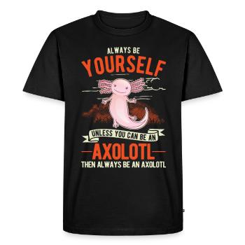 Axolotl cadeau armé amphibien - T-shirt Premium bio Homme - noir - Devant - Nico (187cm)