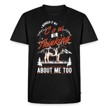 Vache Éleveur de bovins Agriculteur de vaches - T-shirt Premium bio Homme - noir - Devant - Nico (187cm)