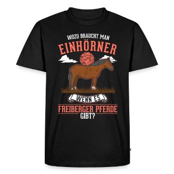 Freiberg Horse Unicorn - Men's Premium Organic T-Shirt - black - Front - Nico (187cm)