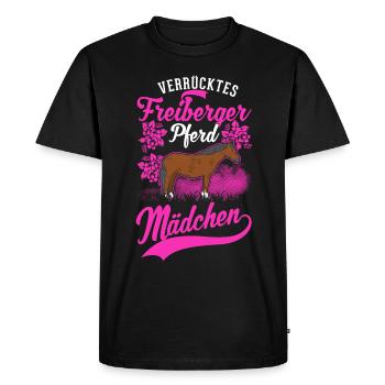 Crazy Freiberg Horse Girl - Men's Premium Organic T-Shirt - black - Front - Nico (187cm)