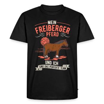 Freiberger Pferd and I Perfect Team - Men's Premium Organic T-Shirt - black - Front - Nico (187cm)