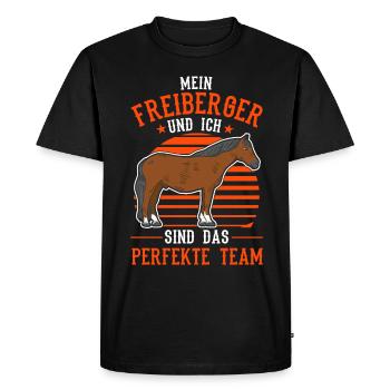 Freiberger Pferd et moi formons une équipe parfaite - T-shirt Premium bio Homme - noir - Devant - Nico (187cm)