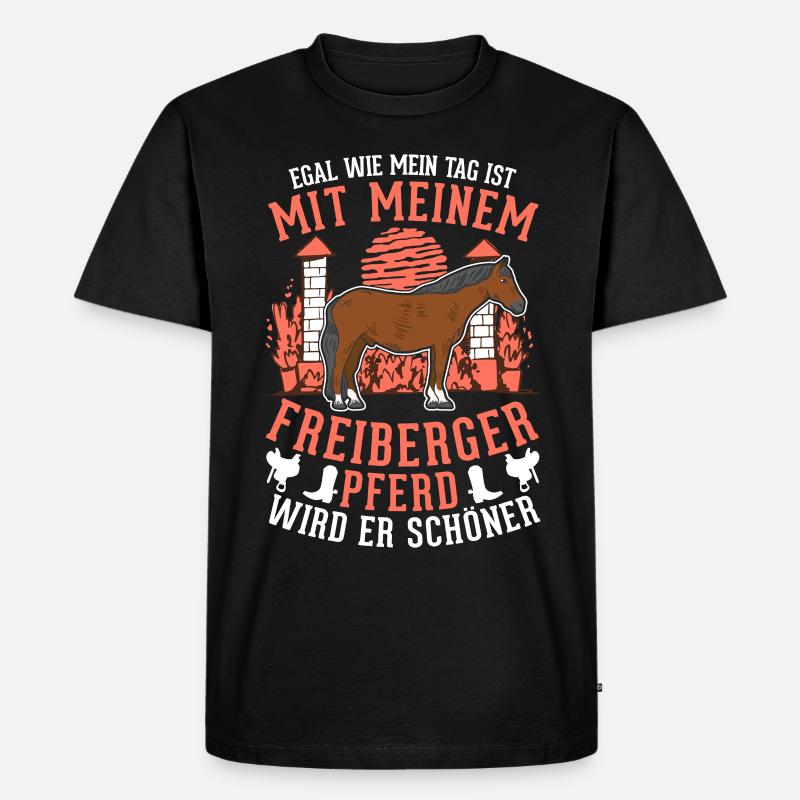 Freiberger Pferd - Männer Premium Bio T-Shirt - Schwarz