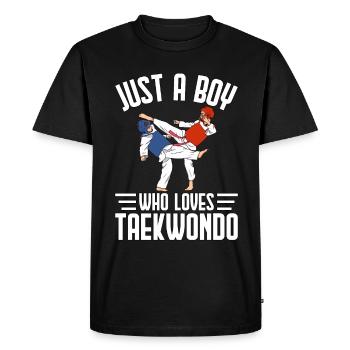 Juste un garçon qui aime le taekwondo - T-shirt Premium bio Homme - noir - Devant - Nico (187cm)