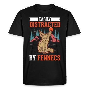 Facilement distrait par Fennecs Fennek Renard du désert - T-shirt Premium bio Homme - noir - Devant - Nico (187cm)