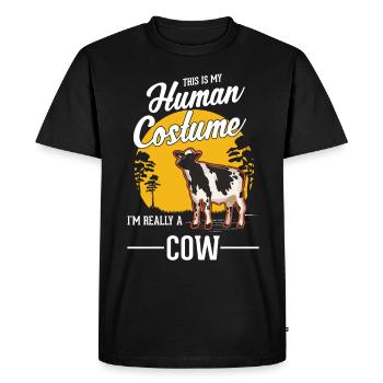 Cow Costume Farmer Cattle Breeder - Men's Premium Organic T-Shirt - black - Front - Nico (187cm)