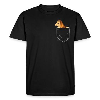 Poney Shetland dans la poche poitrine - T-shirt Premium bio Homme - noir - Devant - Nico (187cm)
