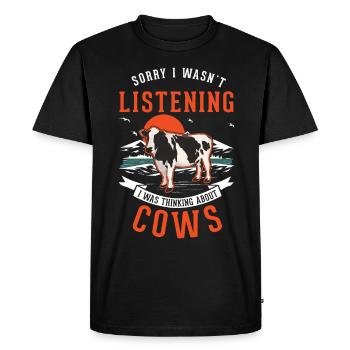 Vache Éleveur de bovins Vaches fermières - T-shirt Premium bio Homme - noir - Devant - Nico (187cm)