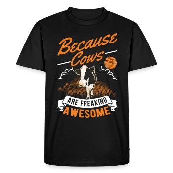 cow, cattle breeder, farmer, farmer, cows - Men's Premium Organic T-Shirt - black - Front - Nico (187cm)