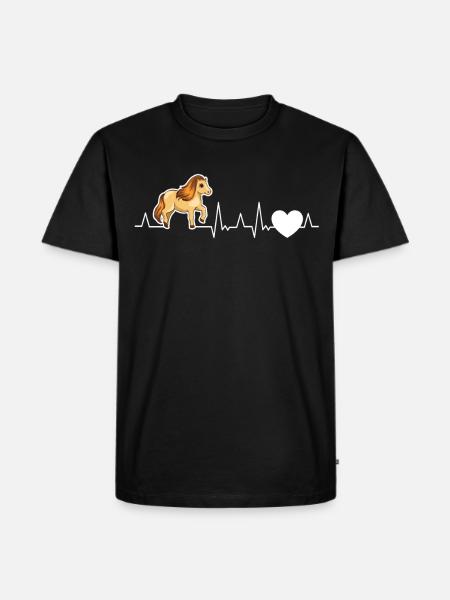 Shetland Pony Herzschlag - Männer Premium Bio T-Shirt - Schwarz