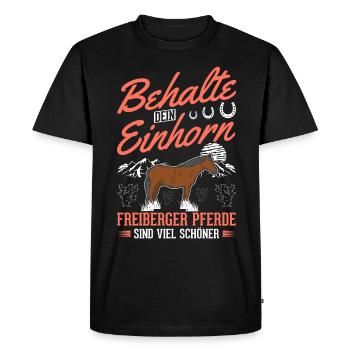 Freiberg Horse Unicorn - Men's Premium Organic T-Shirt - black - Front - Nico (187cm)