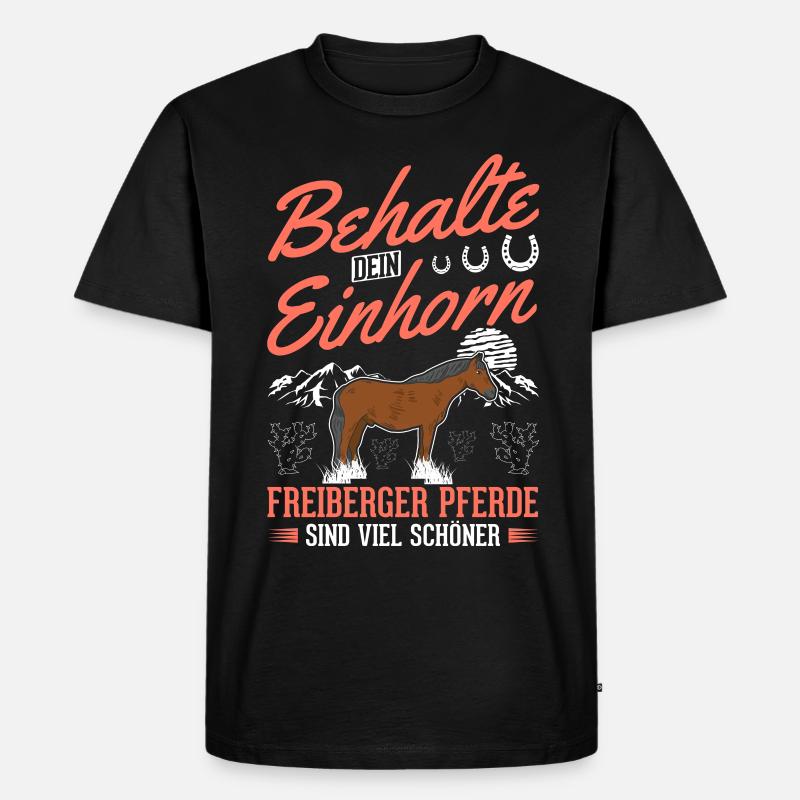 Freiberger Pferd Einhorn - Männer Premium Bio T-Shirt - Schwarz