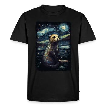 Loutre Nuit étoilée Sternennacht - T-shirt Premium bio Homme - noir - Devant - Nico (187cm)