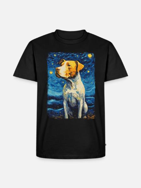 Pitbull Dog Starry Night - Men's Premium Organic T-Shirt - black