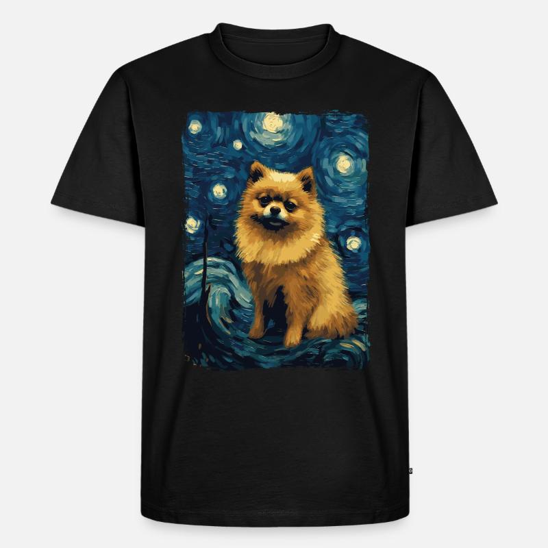 Zwergspitz Starry Night - Männer Premium Bio T-Shirt - Schwarz
