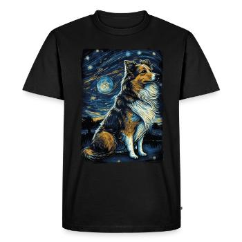 Shetland Shepherd Starry Night - Men's Premium Organic T-Shirt - black - Front - Nico (187cm)