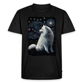 Samoyed Starry Night - Men's Premium Organic T-Shirt - black - Front - Nico (187cm)