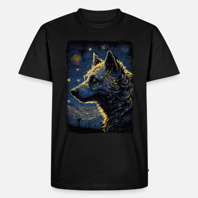 Hyäne Starry Night - Männer Premium Bio T-Shirt - Schwarz