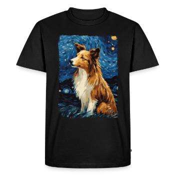 Shetland Shepherd Starry Night - Men's Premium Organic T-Shirt - black - Front - Nico (187cm)