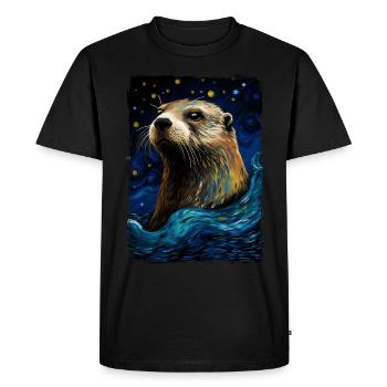 Loutre Nuit étoilée - T-shirt Premium bio Homme - noir - Devant - Nico (187cm)